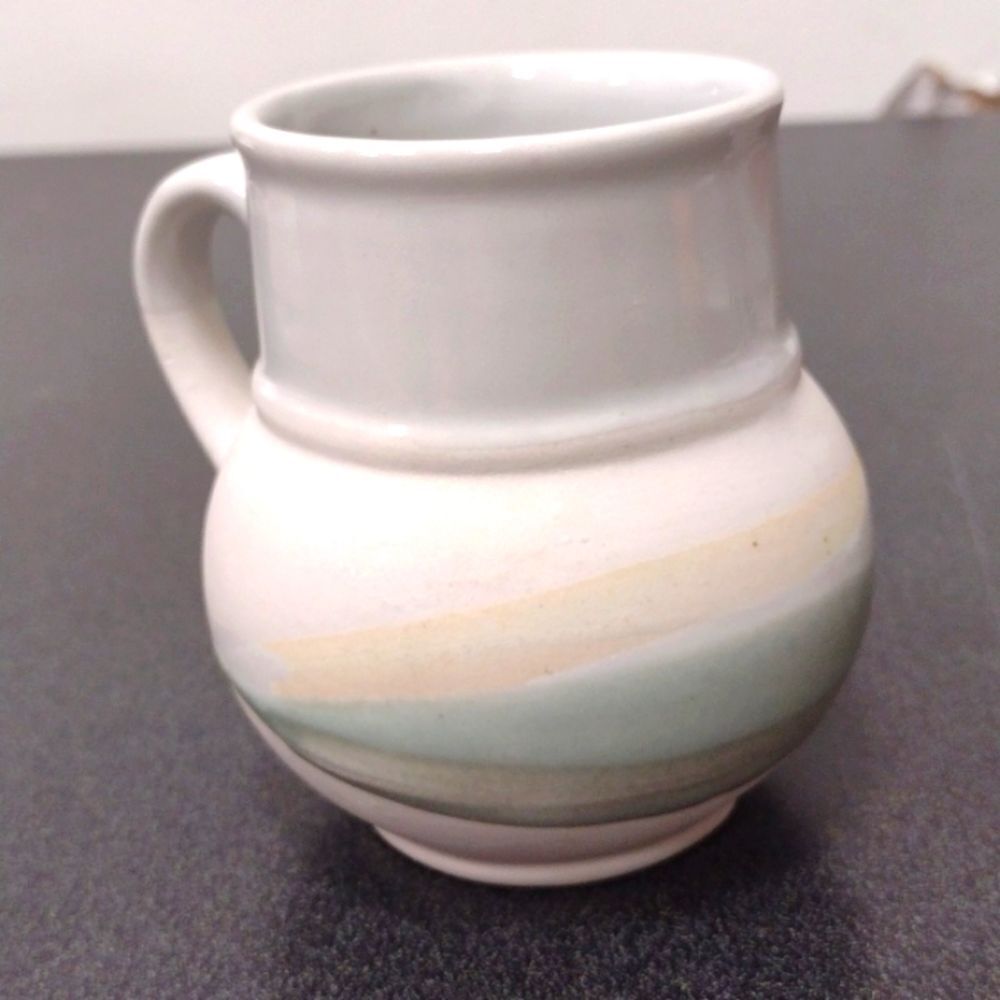 Vintage Scottish Pottery Mugs Hand-Made Stoneware Teacups Neutral Isle of Bute